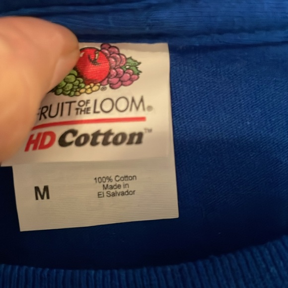 Men’s NWOT Fruit of the Loom “Fueled By Tacos & Sarcasm” Blue Long Sleeve Tee M - Picture 3 of 4